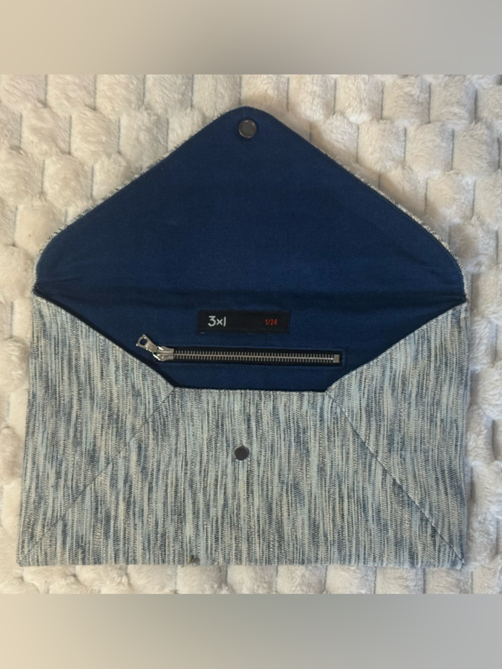 3x1 Envelope Clutch Blue & Gray Canvas
